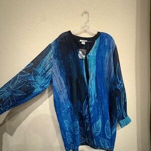 Serengeti Blue Leaf Pattern Blouse